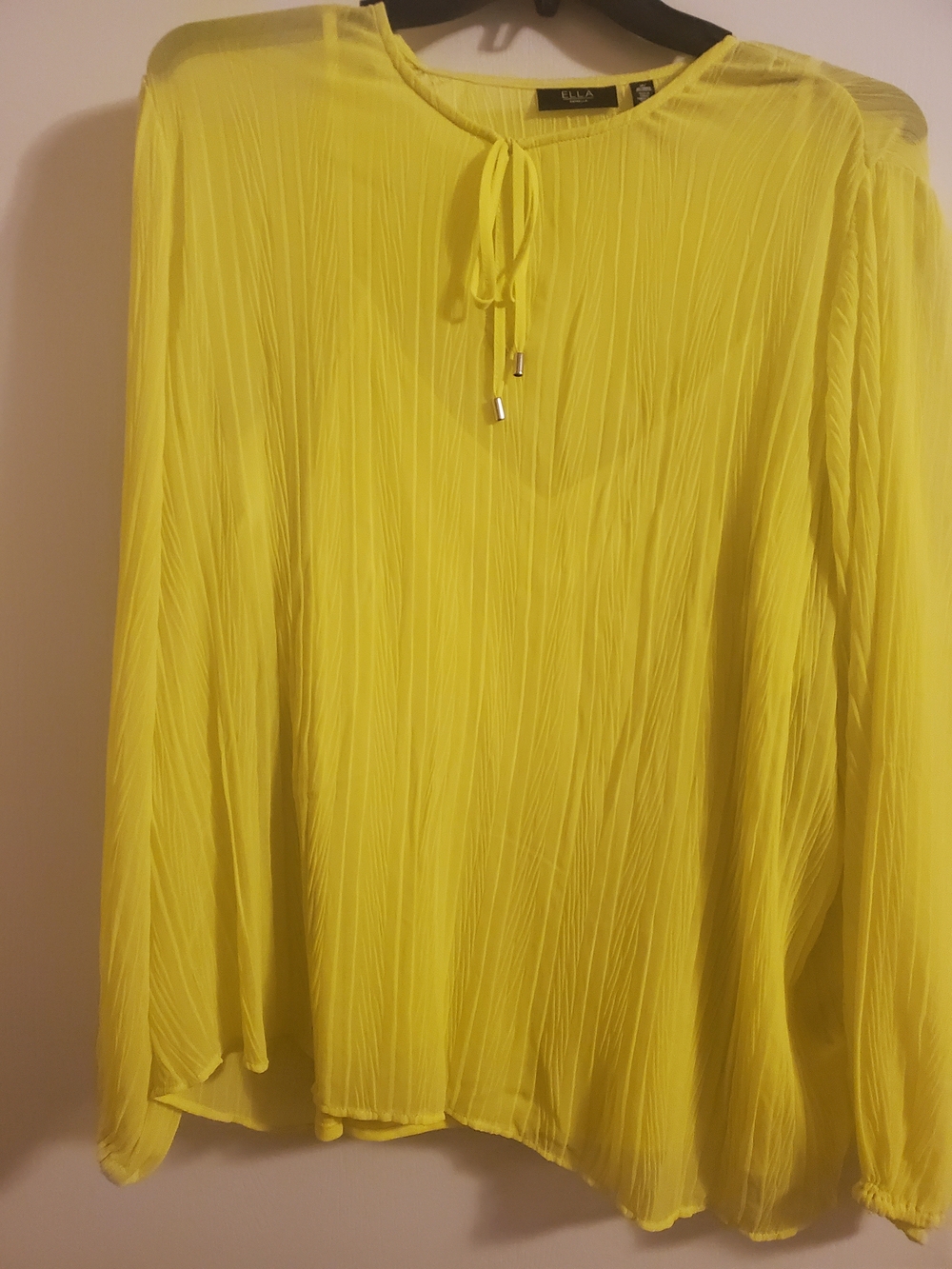 Ella Bright Yellow Pleated Tie-Front Blouse